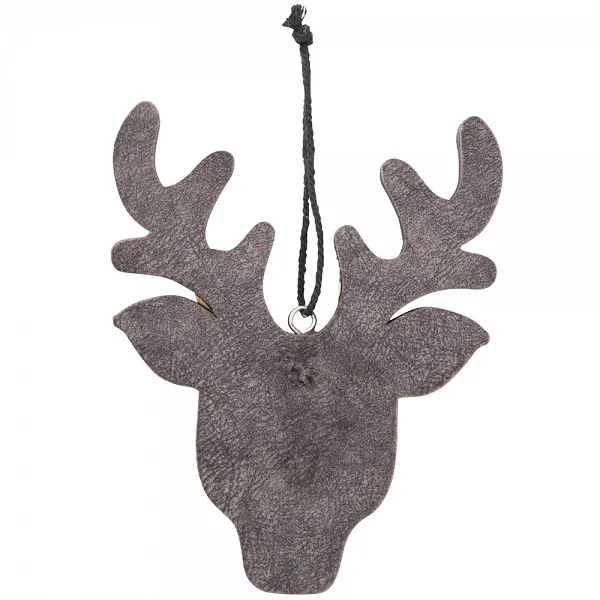 ALTOM DESIGN ozdoba choinkowa Renifer na Boże Narodzenie drewniany z welurowym frontem 19x14,5cm szary