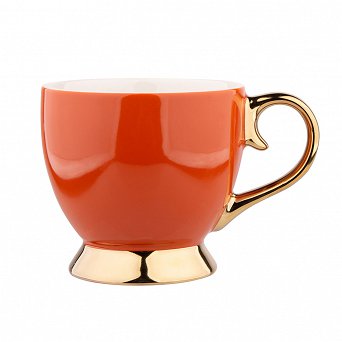 ALTOM DESIGN AURORA GOLD duża filiżanka jumbo na nóżce porcelanowa do kawy i herbaty 400 ml TERAKOTA