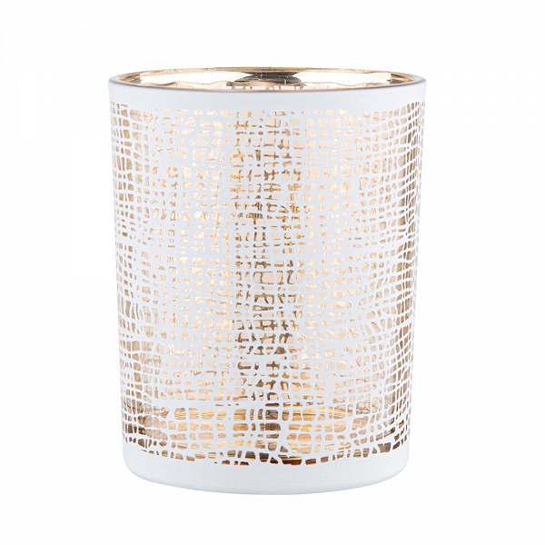 ALTOM DESIGN świecznik szklany ze złotym wnętrzem  10x12,5cm dek. lniany splot