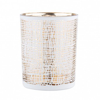 ALTOM DESIGN świecznik szklany ze złotym wnętrzem  10x12,5cm dek. lniany splot
