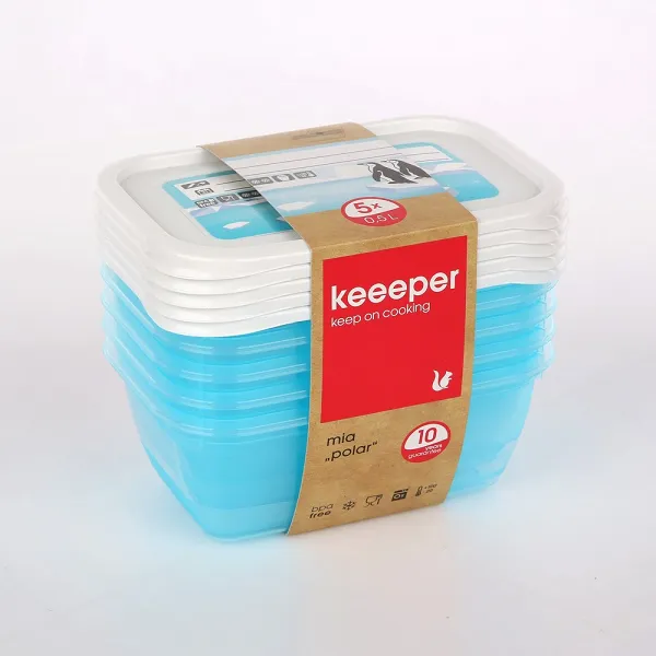 KEEEPER MIA POLAR zestaw 5 pojemników prostokątnych 5x0,5l z etykietą wielokrotnego zapisu