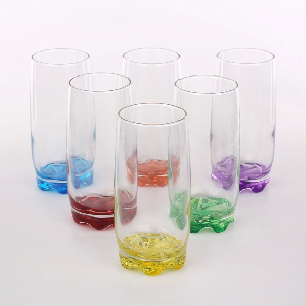 GLASMARK LONG DRINK komplet 6 szklanek z dnem w różnych kolorach long drink 350ml