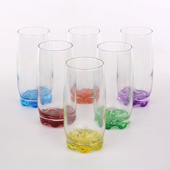 GLASMARK LONG DRINK komplet 6 szklanek z dnem w różnych kolorach long drink 350ml