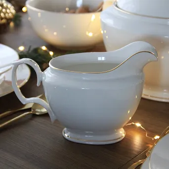 MARIAPAULA ECRU ZŁOTA LINIA sosjerka porcelanowa 400ml