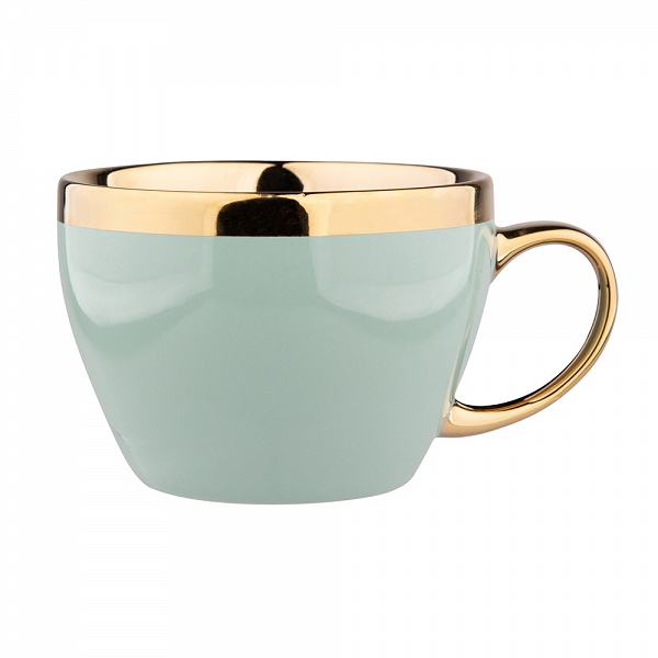 ALTOM DESIGN AURORA GOLD duża filiżanka porcelanowa do kawy i herbaty 300 ml JASNA ZIELEŃ