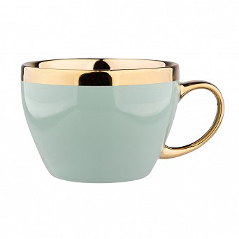 ALTOM DESIGN AURORA GOLD duża filiżanka porcelanowa do kawy i herbaty 300 ml JASNA ZIELEŃ