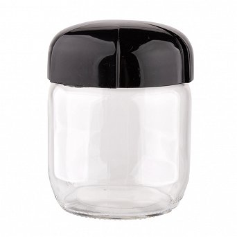 ALTOM DESIGN pojemnik szklany na produkty sypkie z plastikową pokrywką 425 ml czarny
