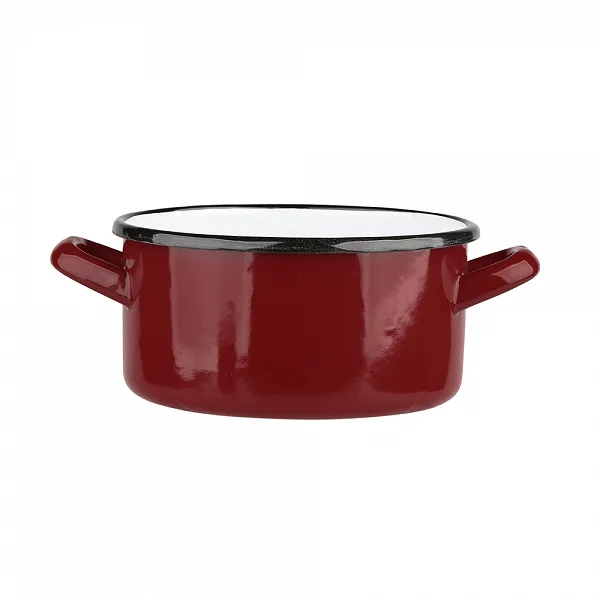 SILESIA RYBNIK rondel / garnek emaliowany 2,1L 18x9,5cm czerwień