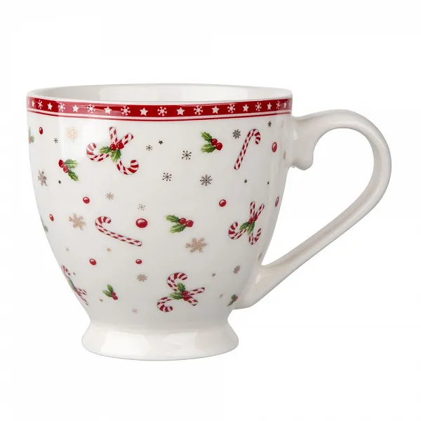 ALTOM DESIGN ŚWIATECZNA CHOINKA filiżanka jumbo porcelanowa na stopce świąteczny wzór 350 ml dekoracja A