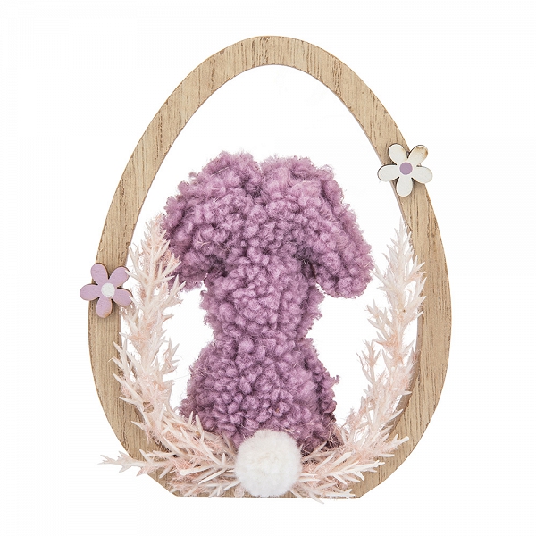 ALTOM DESIGN figurka z bukli zając w jajku 11x2x14 cm fioletowy