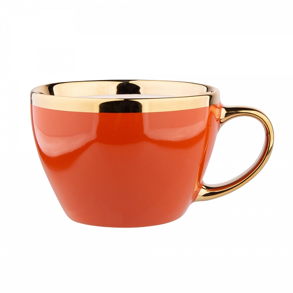 ALTOM DESIGN AURORA GOLD duża filiżanka porcelanowa do kawy i herbaty 300 ml TERAKOTA