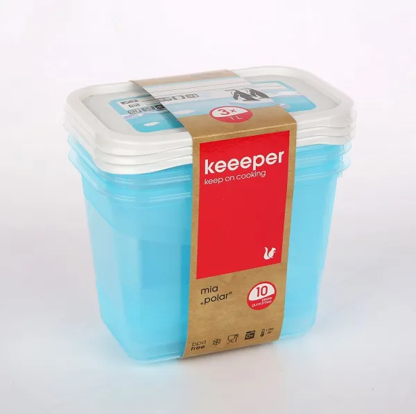 KEEEPER MIA POLAR zestaw 3 pojemników prostokątnych 3x1l z etykietą wielokrotnego zapisu