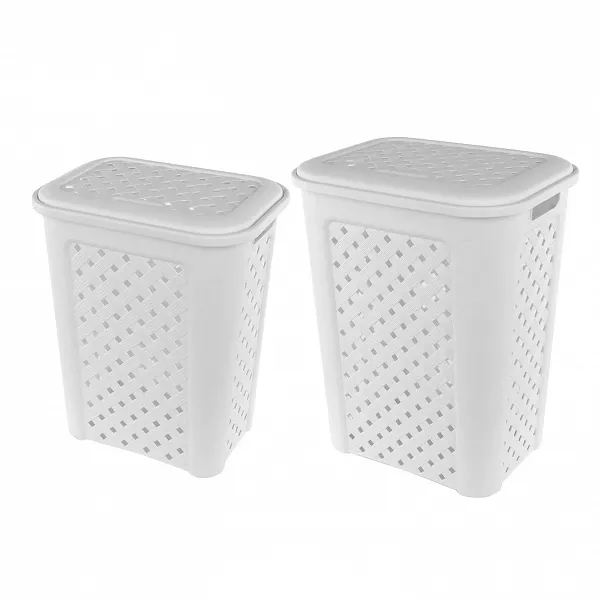 TONTARELLI ARIANNA Zestaw 2 sztuk kosz łazienkowy 50,7l biały i 30l biały