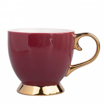 ALTOM DESIGN AURORA GOLD duża filiżanka jumbo na nóżce porcelanowa do kawy i herbaty 400 ml BORDOWA