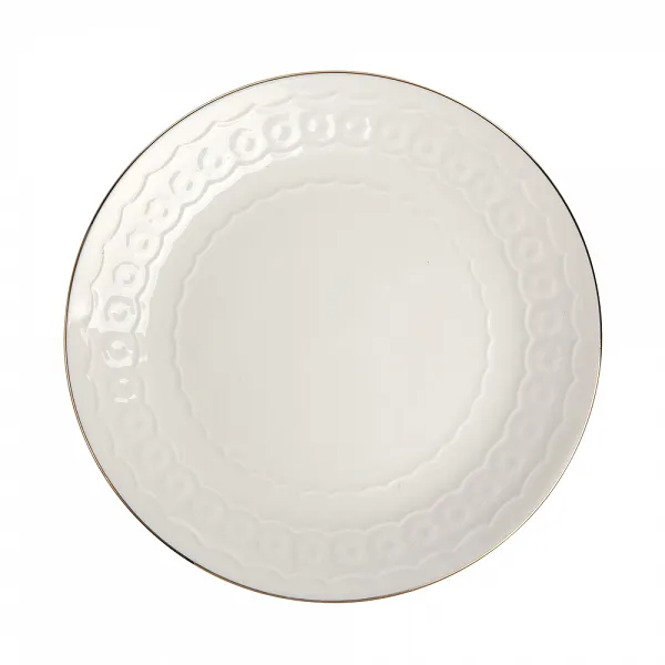 ALTOM DESIGN LAURA ZŁOTA LINIA porcelanowy talerzyk deserowy 20cm biały