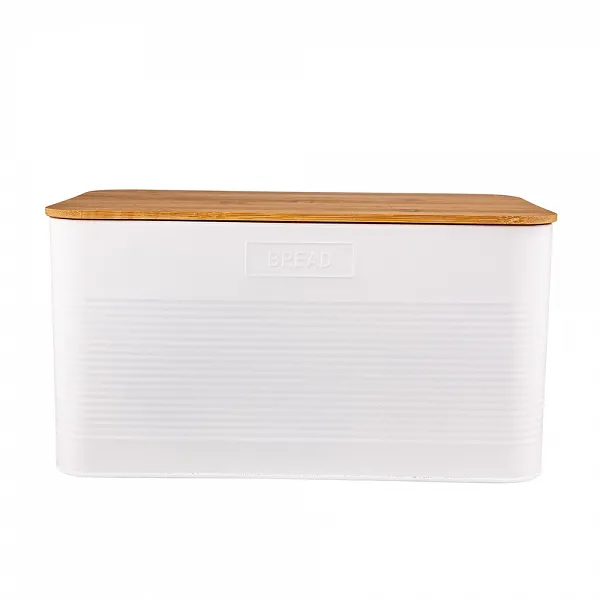 ALTOM DESIGN chlebak prostokątny z pokrywą bambusową 33,5X19X17 cm LOFT BIAŁY