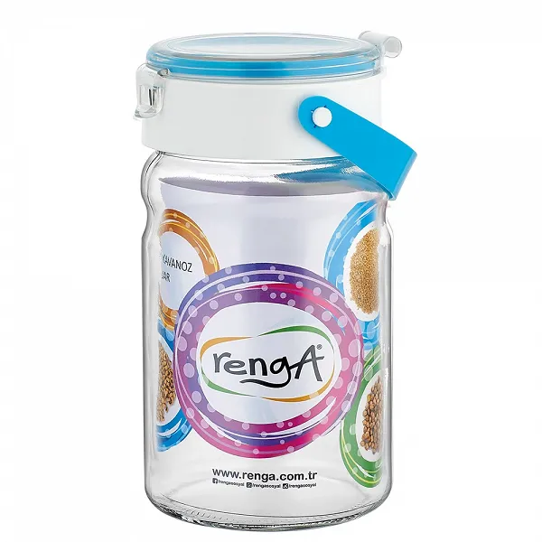 ALTOM DESIGN pojemnik słoik szklany do przechowywania żywności z plastikową pokrywką 1,4L niebieski