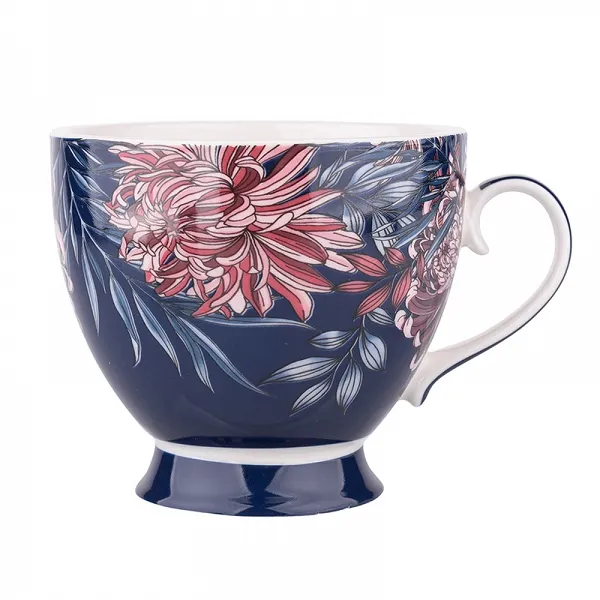 ALTOM DESIGN MARGO filiżanka porcelanowa jumbo / duży kubek na stopce 350 ml ciemny granat