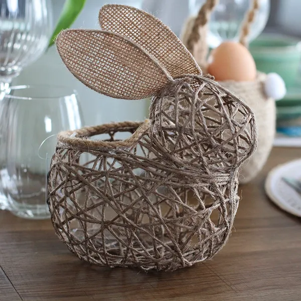 ALTOM DESIGN Figurka jutowa ażurowy zajączek  9X8X15 CM 