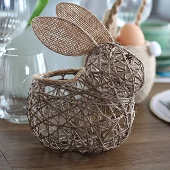 ALTOM DESIGN Figurka jutowa ażurowy zajączek  9X8X15 CM 