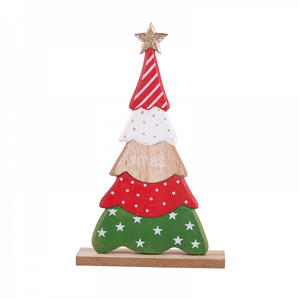 ALTOM DESIGN ozodba na Boże Narodzenie figurka drewniana choinka 14x23x4 cm czerwono-zielona