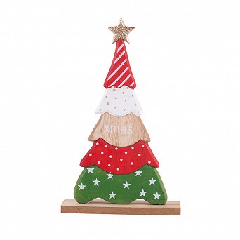 ALTOM DESIGN ozodba na Boże Narodzenie figurka drewniana choinka 14x23x4 cm czerwono-zielona