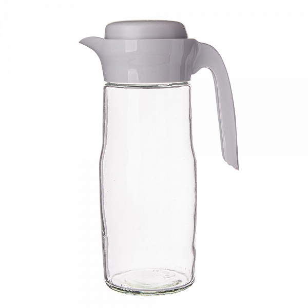 ALTOM DESIGN szklany dzbanek do wody / napojów z plastikową pokrywką 1,35l szary
