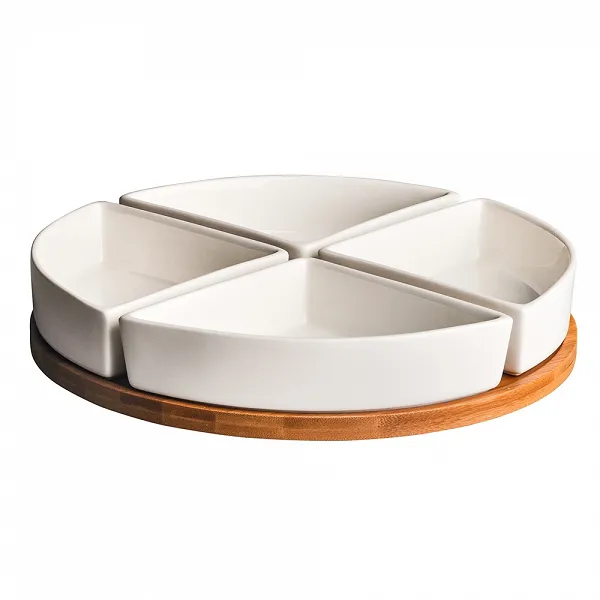 ALTOM DESIGN REGULAR zestaw 4 naczyń na podstawie bambusowej 25,5 cm kolorowe opakowanie