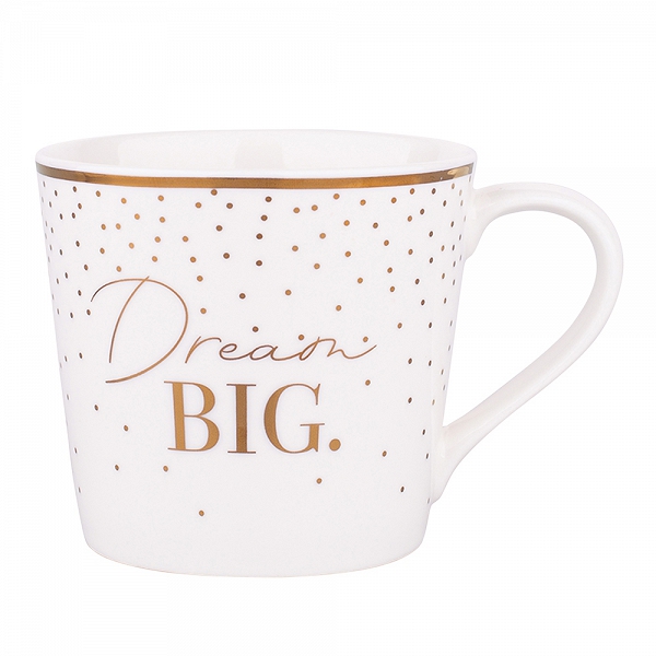 ALTOM DESIGN duży kubek do kawy i herbaty wysoki porcelanowy 350 ML DEK. DREAM BIG