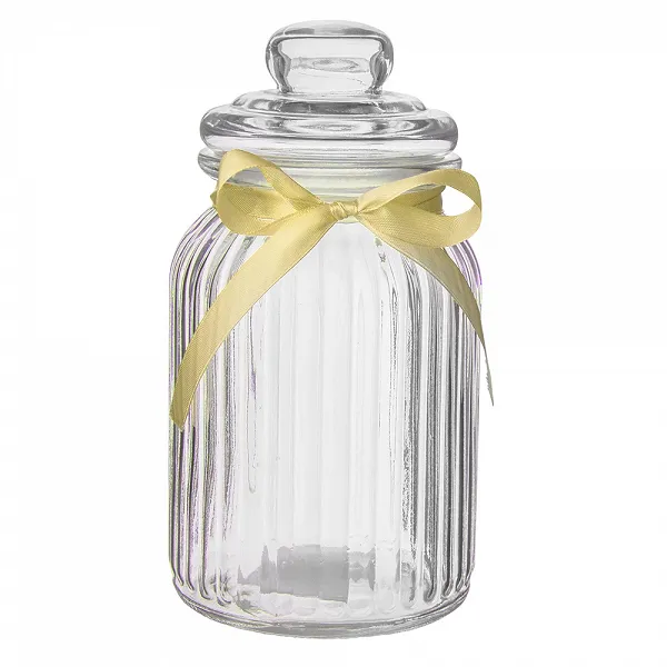 ALTOM DESIGN słoik do przechowywania ozdobny 900ml relief z kokardką żółtą