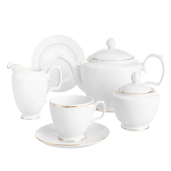 MARIAPAULA ZŁOTA LINIA zestaw kawowy / porcelana dla 6 osób 21 elementów / Zakłady Porcelany Karolina