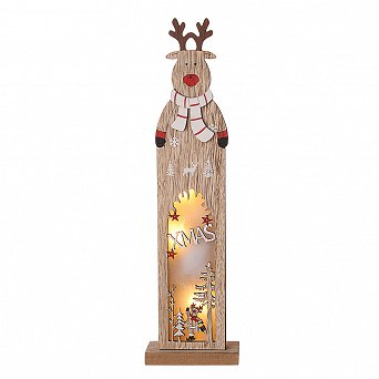 ALTOM DESIGN figurka drewniana na Boże Narodzenie ozdoba świąteczna renifer z led 9,5x5x35,5cm