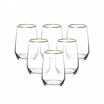 ALTOM DESIGN RUBIN GOLD komplet 6 szklanek do napojów / drinków/ wody 450ml 