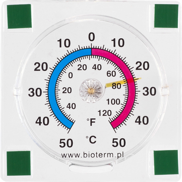 BIOWIN termometr bimetaliczny do przyklejenia na szybę 7,7X7,7CM