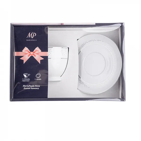 MARIAPAULA SNOW zestaw filiżanka cappuccino 350ml / spodek 17cm porcelana gift box