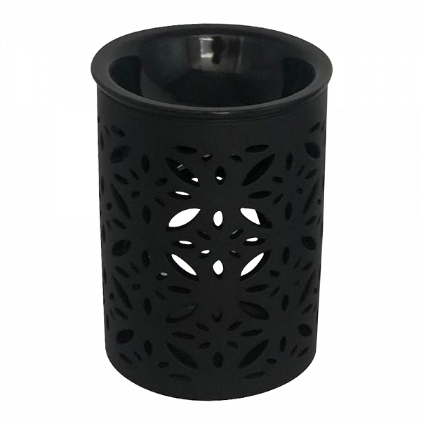ALTOM DESIGN kominek porcelanowy zapachowy na olejki 8x8x10cm marokańskie wzory czarny matowy