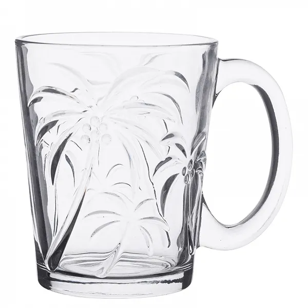 ALTOM DESIGN LEON kubek szklany / szklanka z uchem 300 ml DEK. PALMY