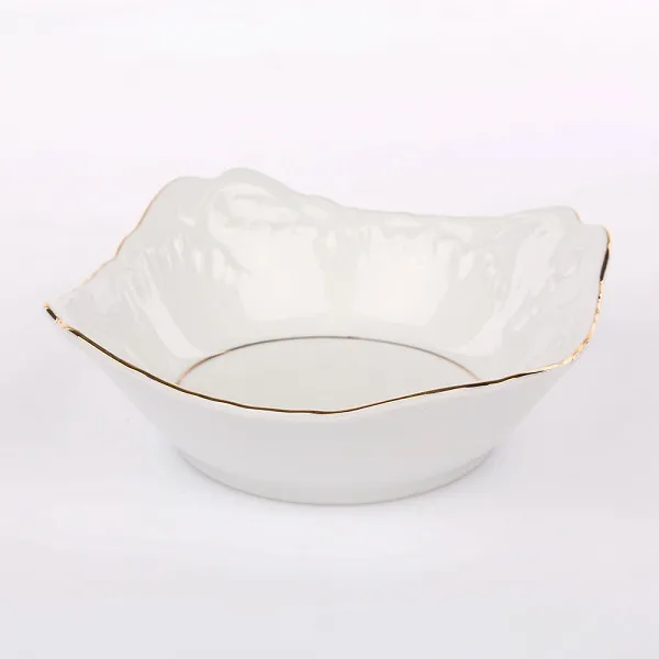 ĆMIELÓW ROCOCO ZŁOTY PASEK salaterka kwadrat porcelanowa 14cm
