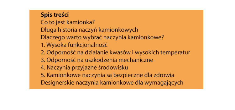 spis treści naczynia kamionkowe